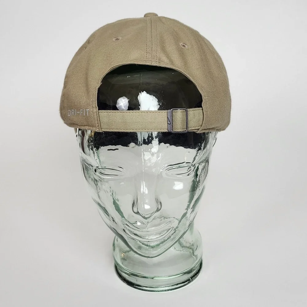 Nike Heritage86 Dri-Fit Hat Cap Khaki Tan Beige Black Swoosh Dad Hat Strapback
